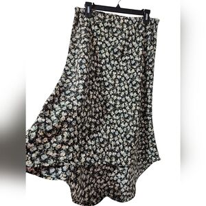Vintage 90s Green Easter Floral High Low Skirt Junior Size 15